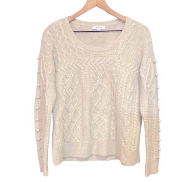 Madewell Sweaters - Madewell Open-Side Cable Knit Bobble Pullover Wool Sweater Size Small